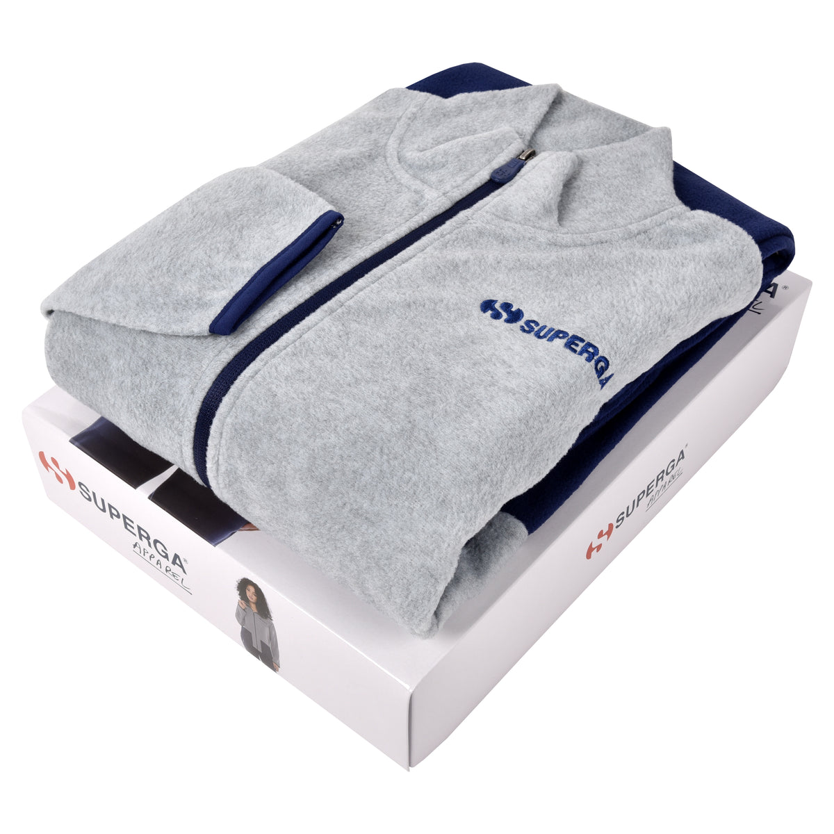 Tuta completo pigiama micropolar donna Superga con zip 22433 grigio melange