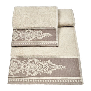 Vingi set asciugamani viso + ospite cotone Sveva beige