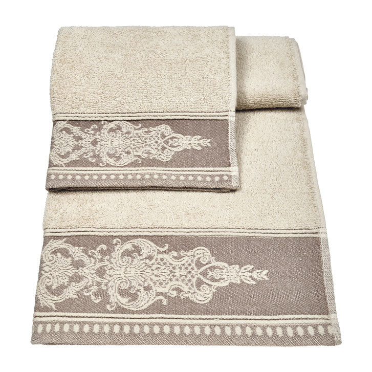 Vingi set asciugamani viso + ospite cotone Sveva beige
