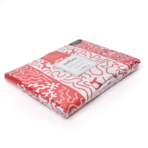 Completo letto Pompea Swirl lenzuola sopra sotto con angoli federa rosso
