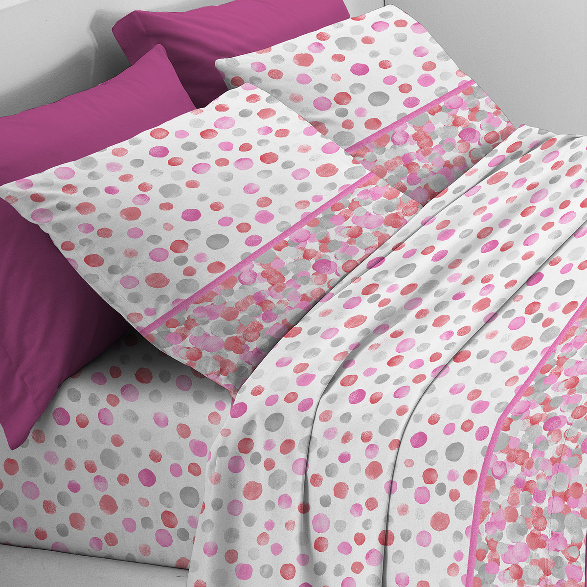 Completo letto grandi pois cotone Zambaiti switch dots