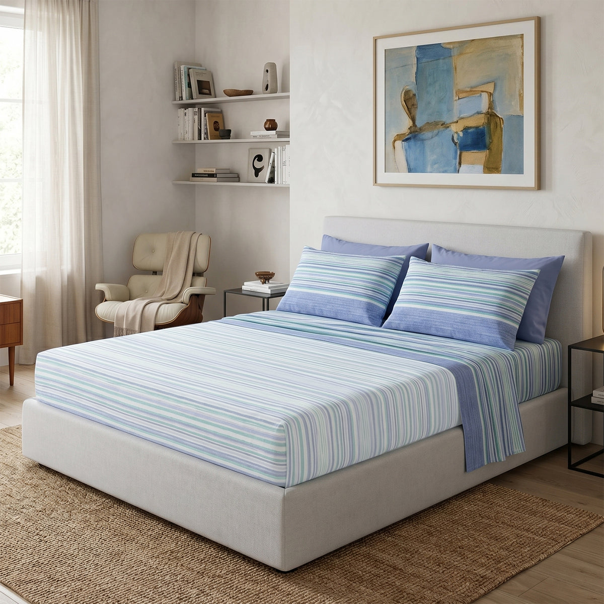 Completo letto a righe cotone Zambaiti Switch stripes