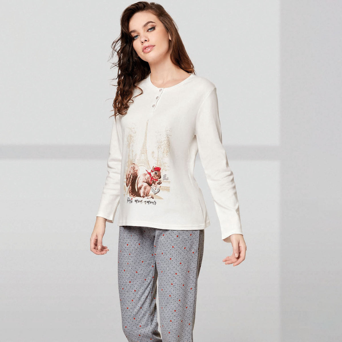 Pigiama donna serafino caldo cotone Infiore SWR1478