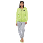 Tuta donna Superga cotone SWS23204 con cappuccio lime grigio melange