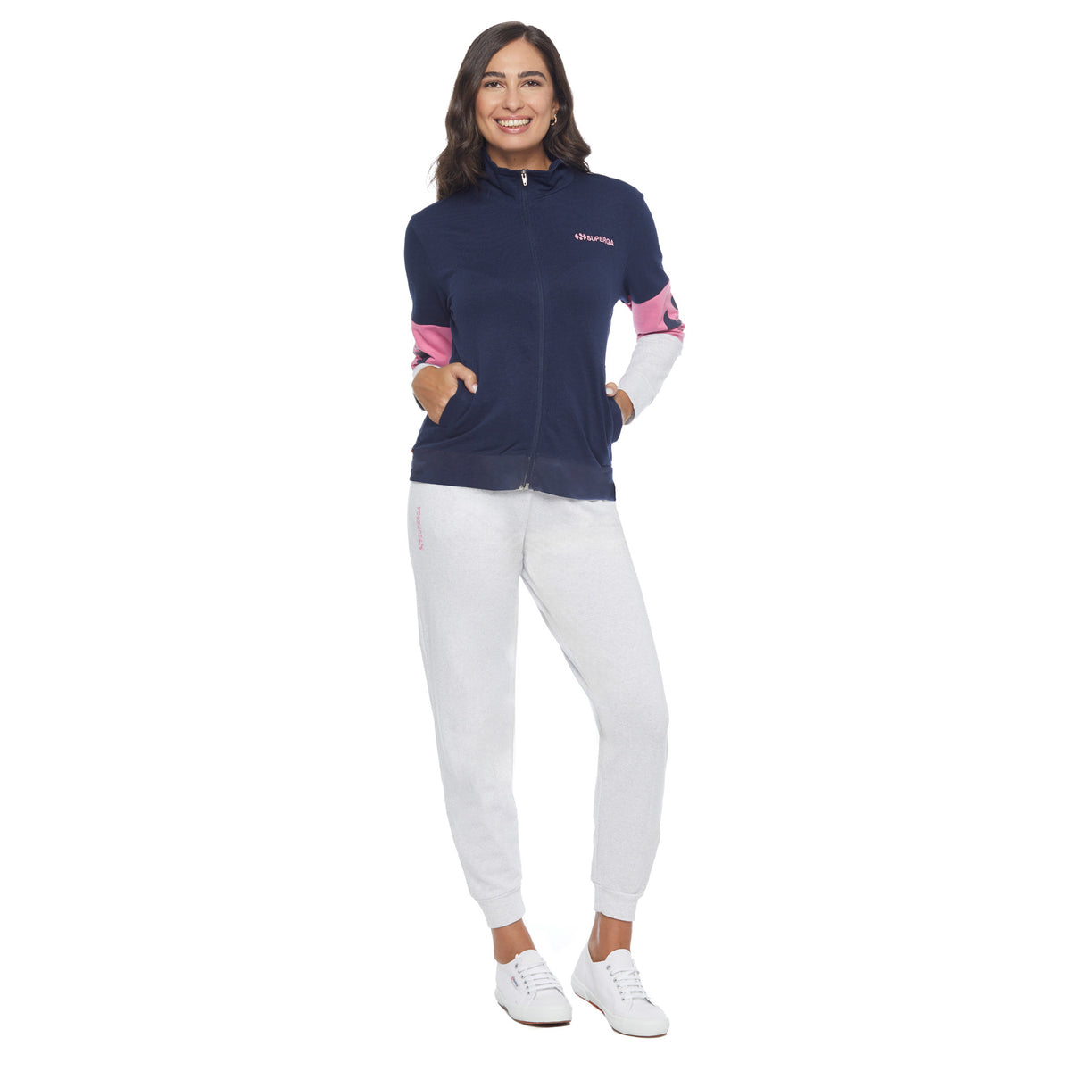 Tuta donna primaverile in cotone elasticizzato con zip Superga SWS25705