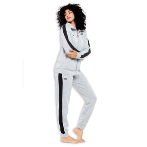Tuta donna cotone felpato con zip grigio nero Superga 21652