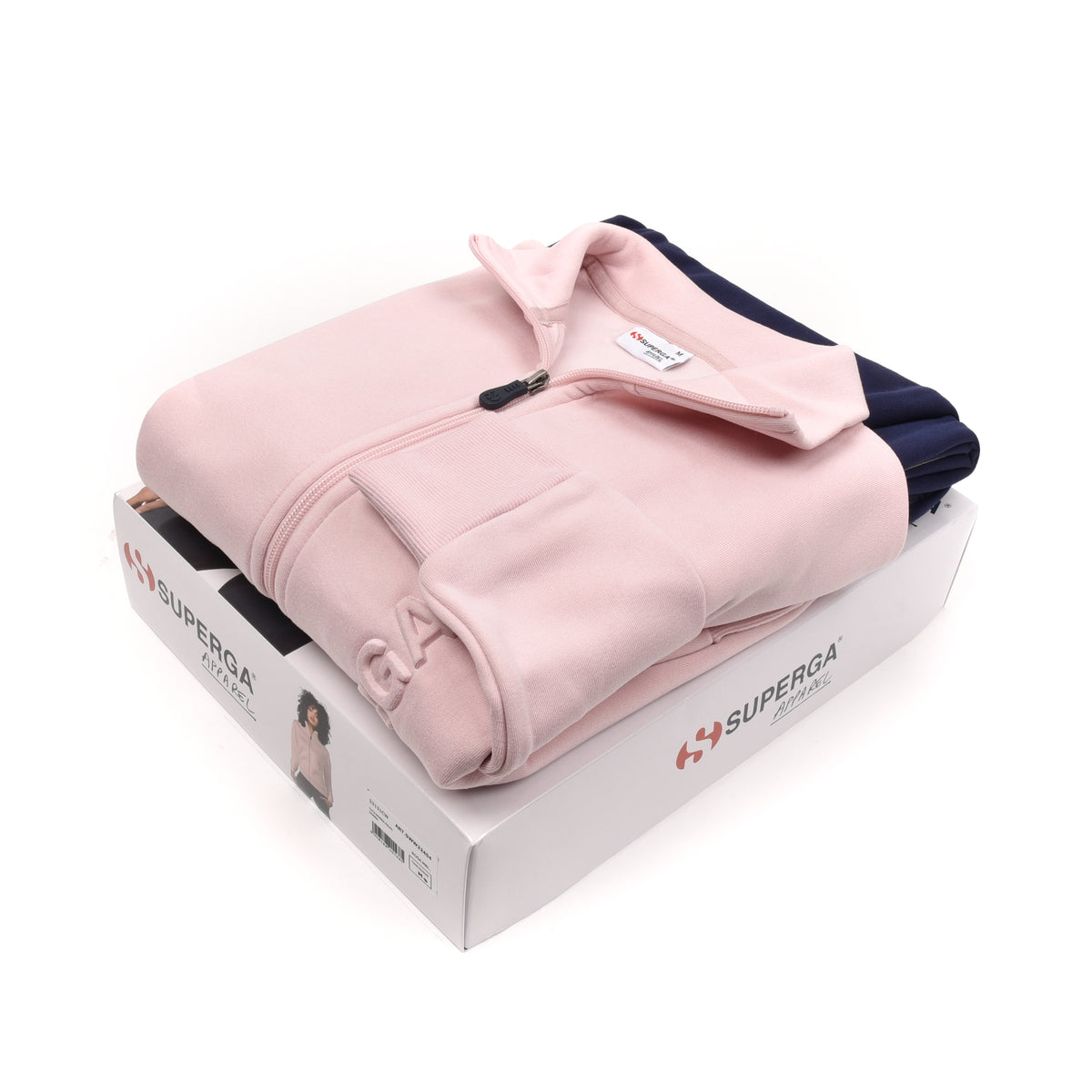 Tuta donna felpata Superga giacca zip e pantalone 22404 rosa