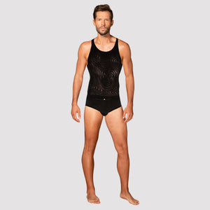 Canotta uomo sexy lavorata semitrasparente Obsessive T103 tank top