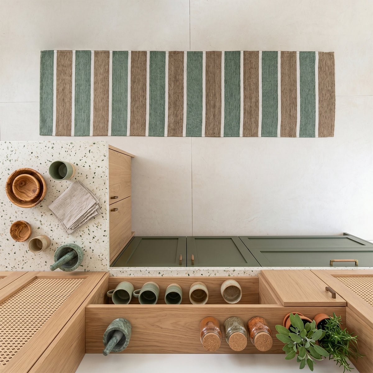 Tappeto a righe antiscivolo Zambaiti jacquard gobelin