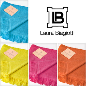 Telo mare Laura Biagiotti spugna jacquard "Shae" con frange 100% cotone