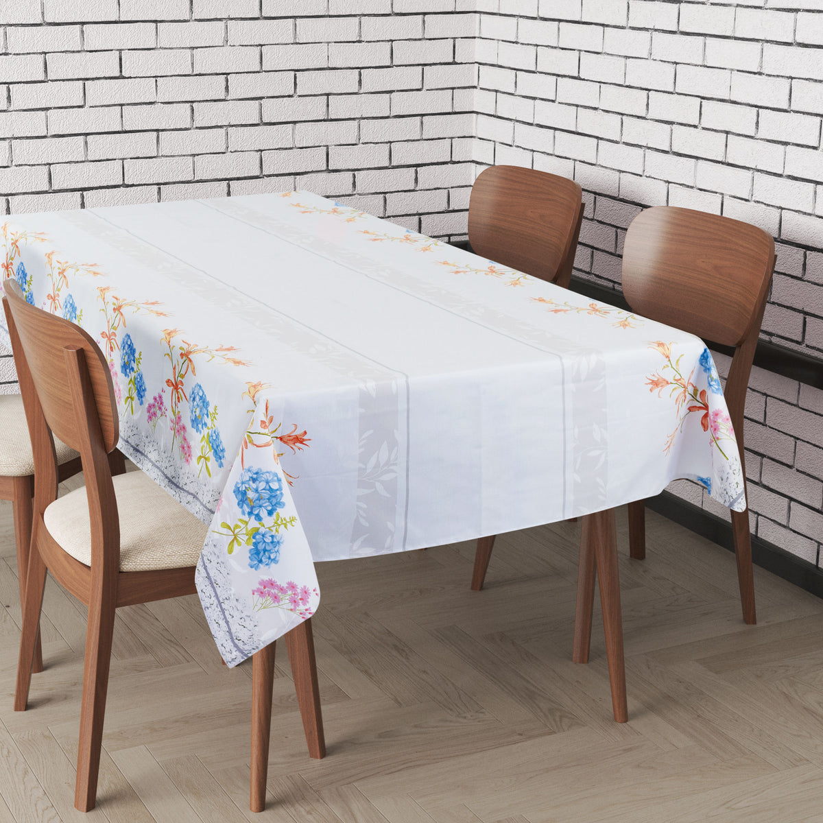 Tovaglia fantasia fiorata grigio Preziosa rasatello Thango