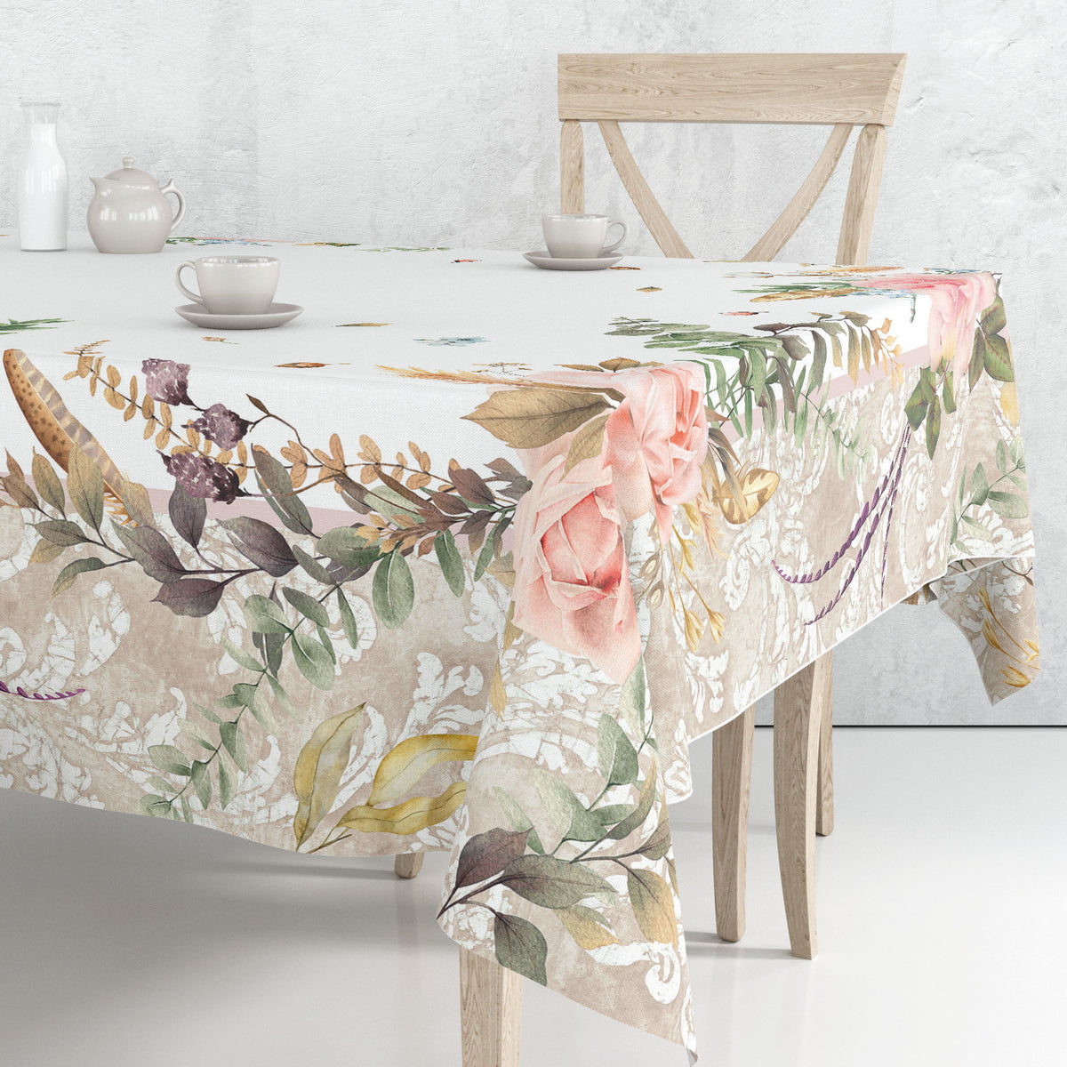 Tovaglia Vingi Tiffany cod. 24 in cotone con rose