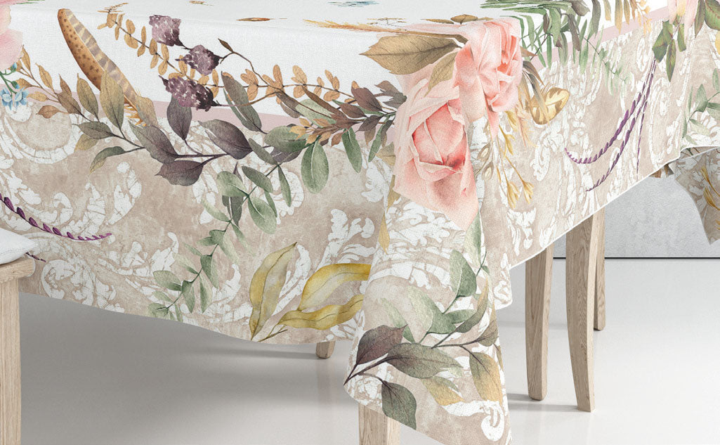 Tovaglia Vingi Tiffany cod. 24 in cotone con rose