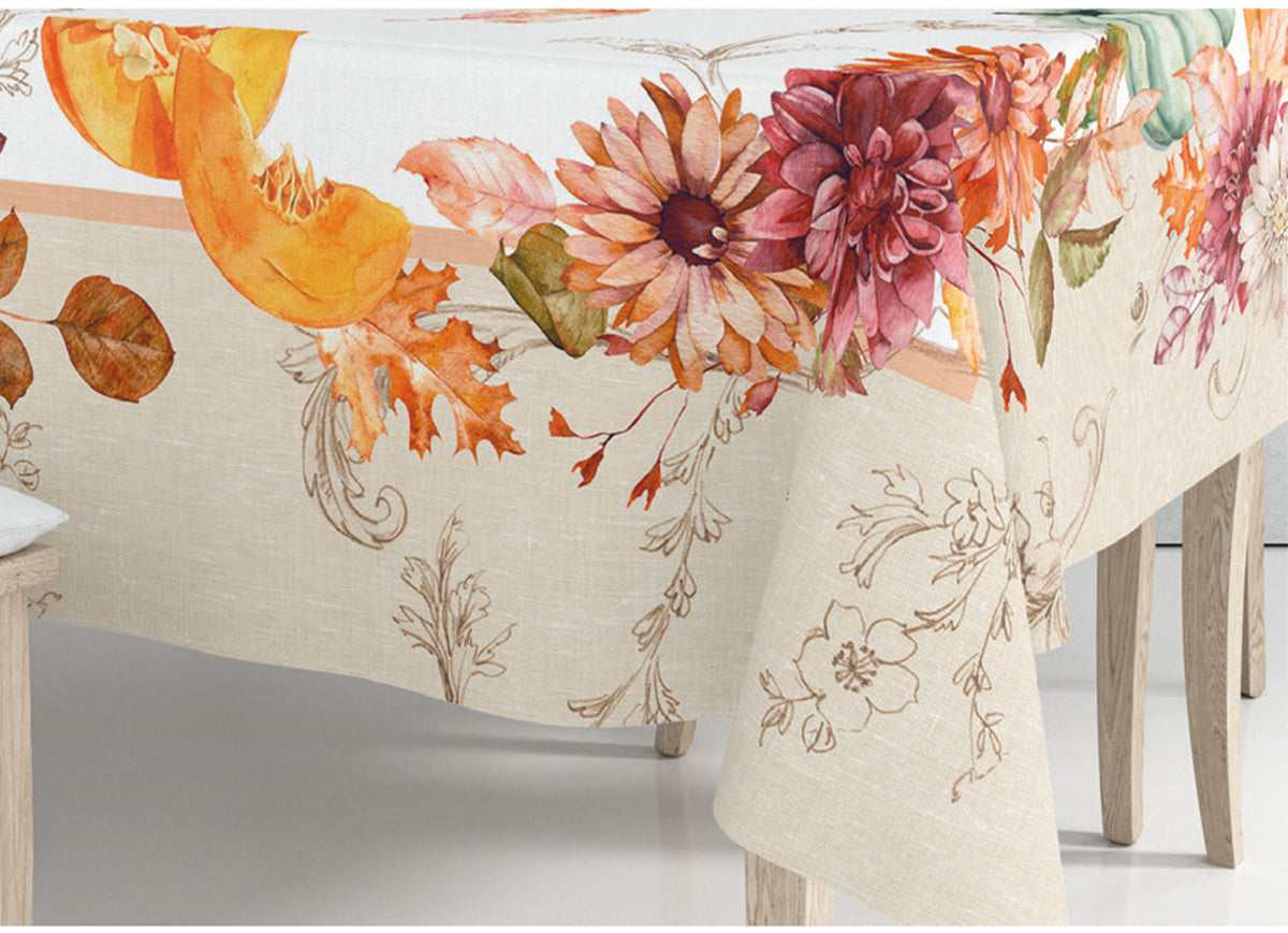 Tovaglia Vingi Tiffany cod. 26 in cotone con zucche e fiori