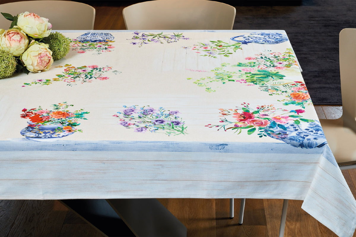 Tovaglia Vingi Tiffany cod.A01 con fiori cotone