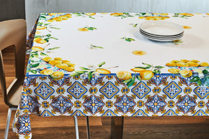 Tovaglia Vingi Tiffany cod.A02 cotone con limoni e decori