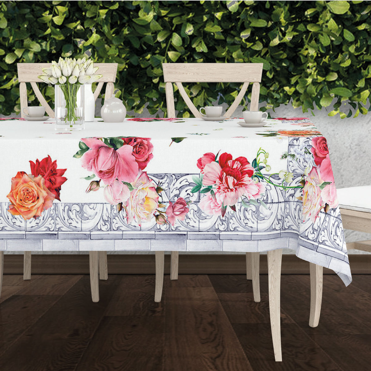 Tovaglia Vingi Tiffany cod.23 fantasia rose cotone
