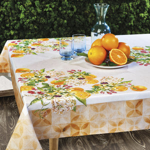 Tovaglia Vingi Tiffany cod.07 cotone con arance e fiori