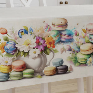 Tovaglia in cotone con fiori e macaron colorati Vingi Tiffany dis. 37