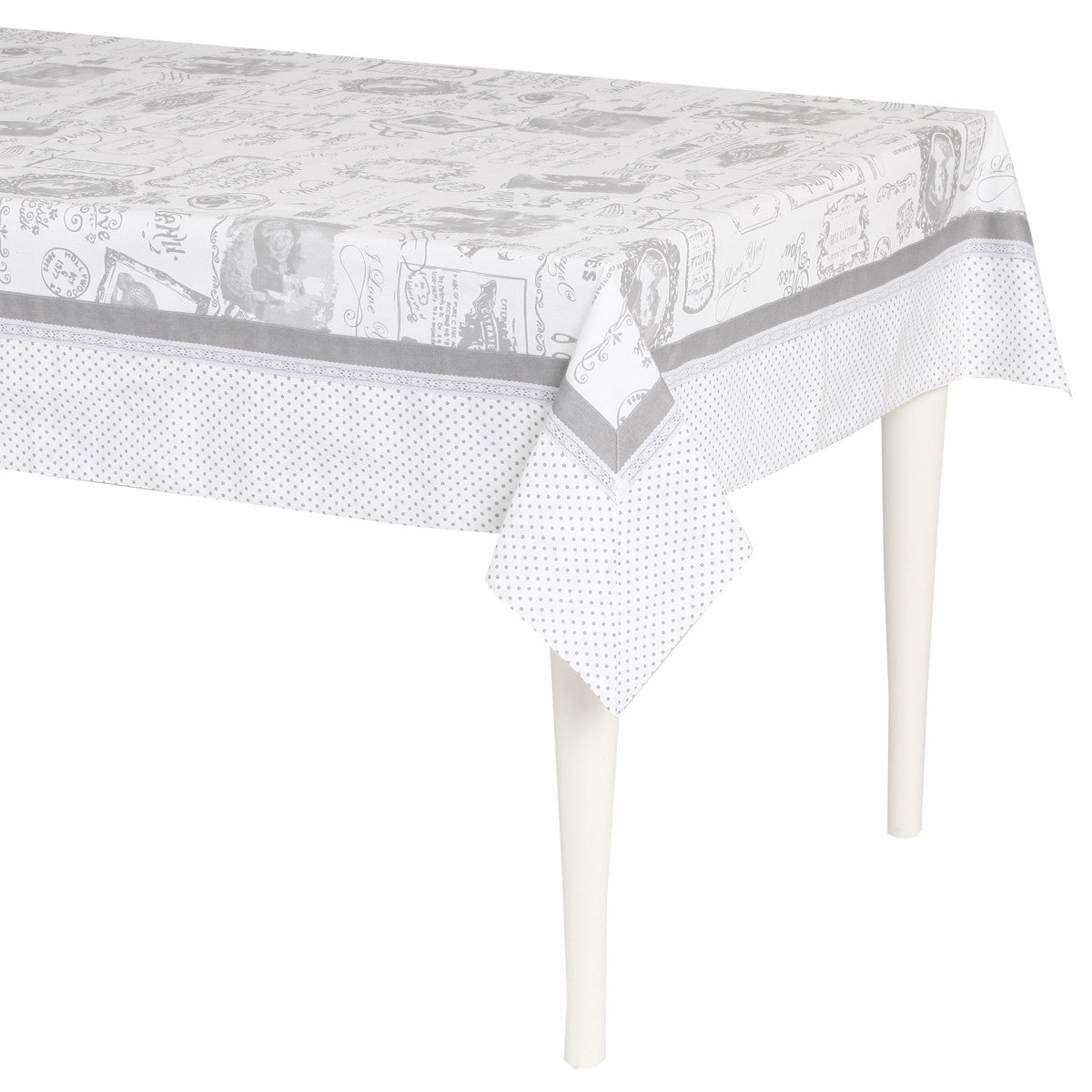 Tovaglia vintage Preziosa Home rettangolare 12 posti in cotone e pizzo
