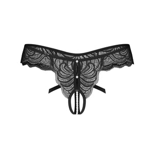 Perizoma cavallo aperto con pizzo e perle Obsessive Trinise crotchless thong