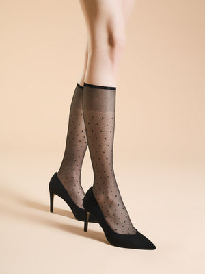 Gambaletto micro pois Fiore Trisha 20 denari nero