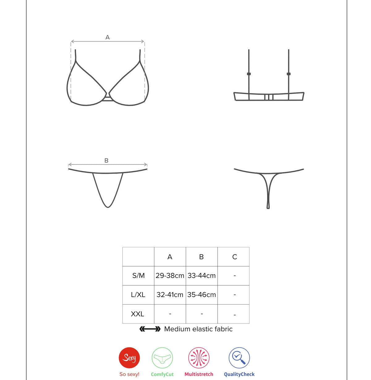 Sexy coordinato reggiseno + brasiliana Obsessive tulia set nero