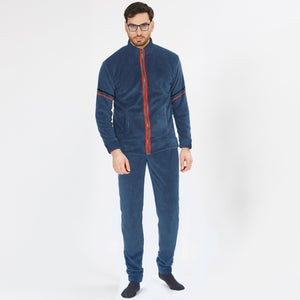 Pigiama uomo giacca aperta collo alto coral Nazzareno Gabrielli U5024