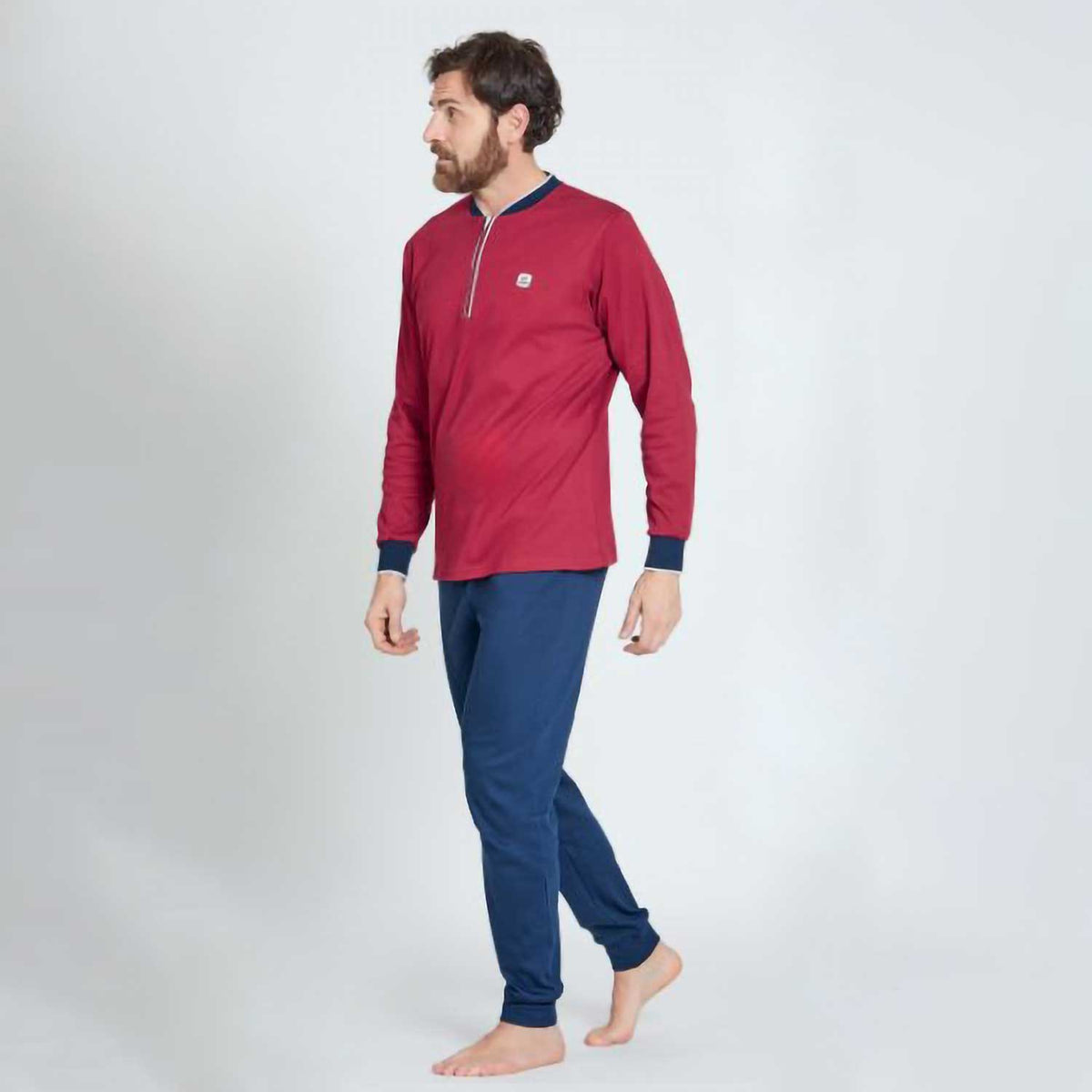Pigiama uomo scollo serafino con zip Nazareno Gabrielli U7005
