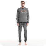 Pigiama uomo caldo cotone nero grigio a quadri Ambro 8004