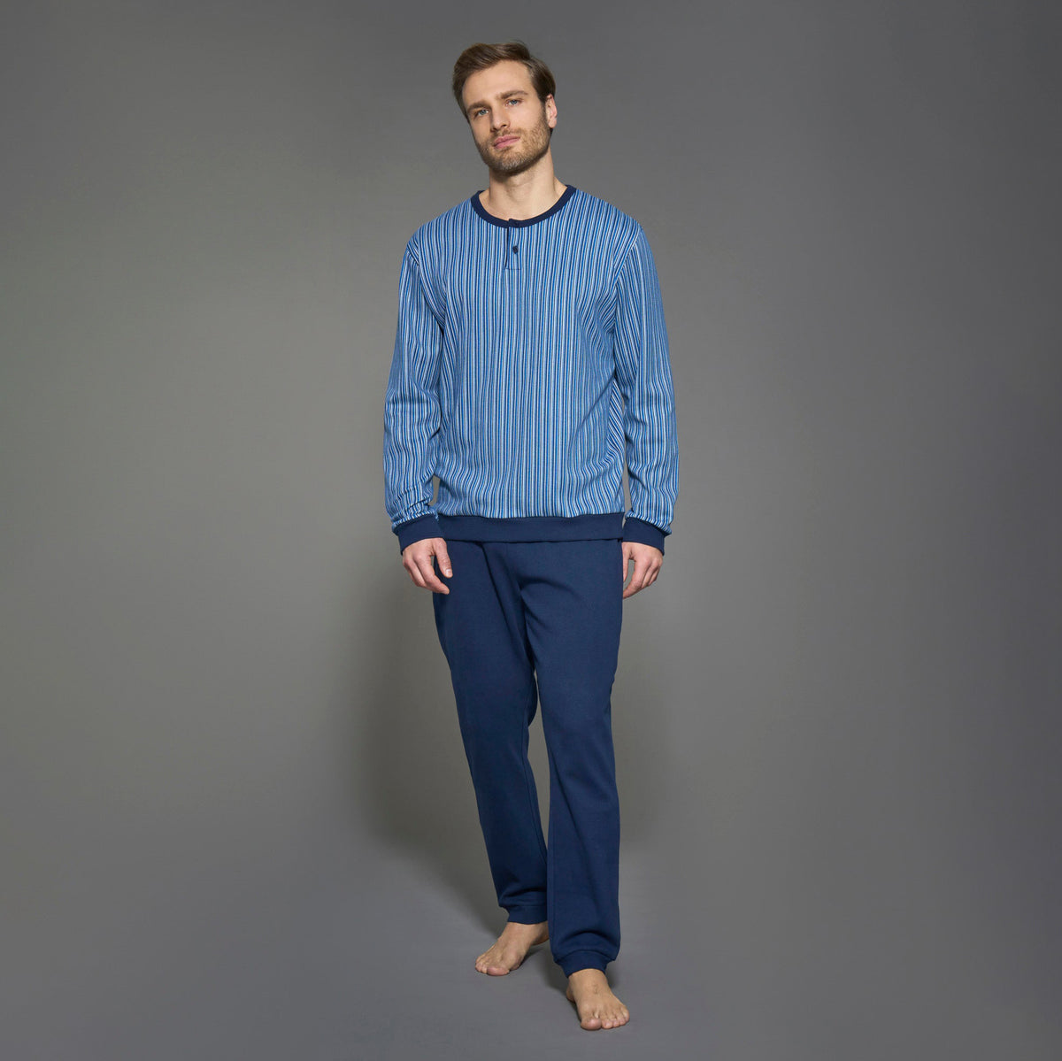 Pigiama uomo caldo cotone fantasia rigata Ragno U842NU