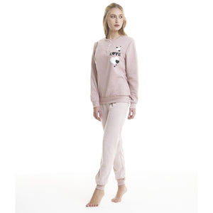 Pigiama donna cotone felpato Ambro D6507.22 rosa Love