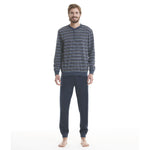 Pigiama uomo felpato a righe blu Ambro U8502.22