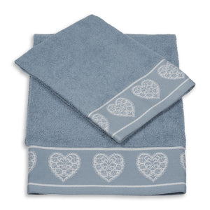 Vingi set asciugamani viso + ospite cotone Valentina azzurro