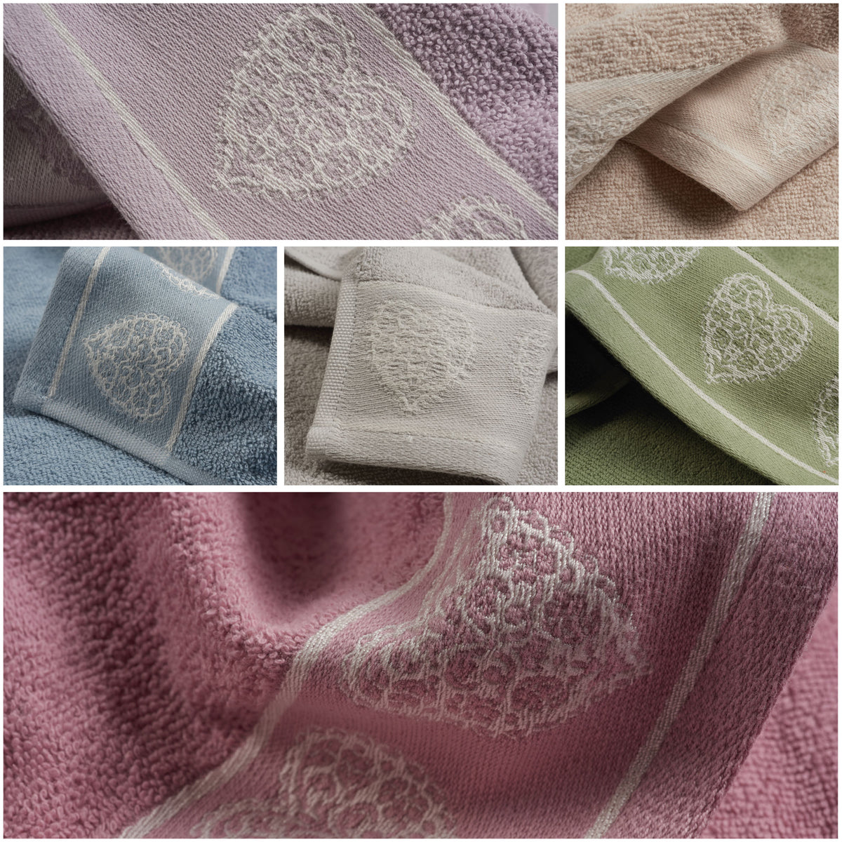 Vingi set asciugamani viso + ospite cotone Valentina rosa