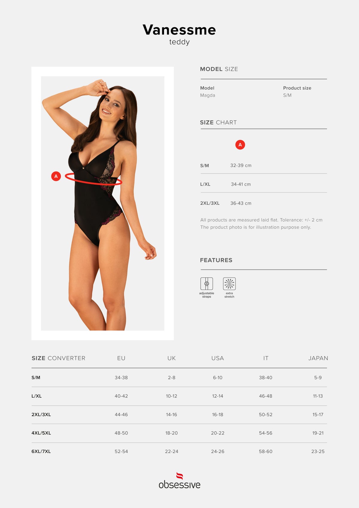 Body sexy pizzo e microfibra Obsessive Vanessme teddy