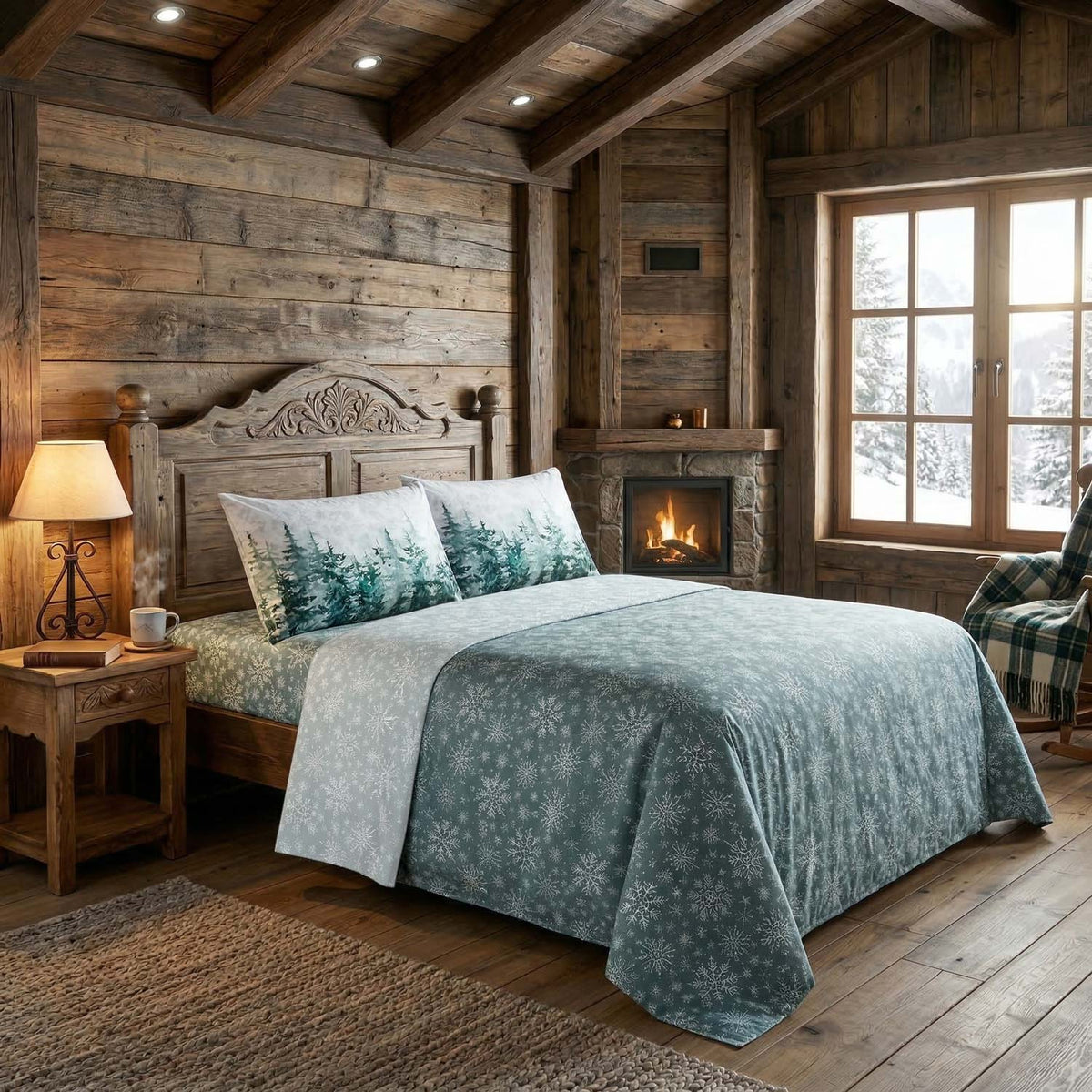 Completo letto cotone stampa alta definizione Di Maestro Winter Pines