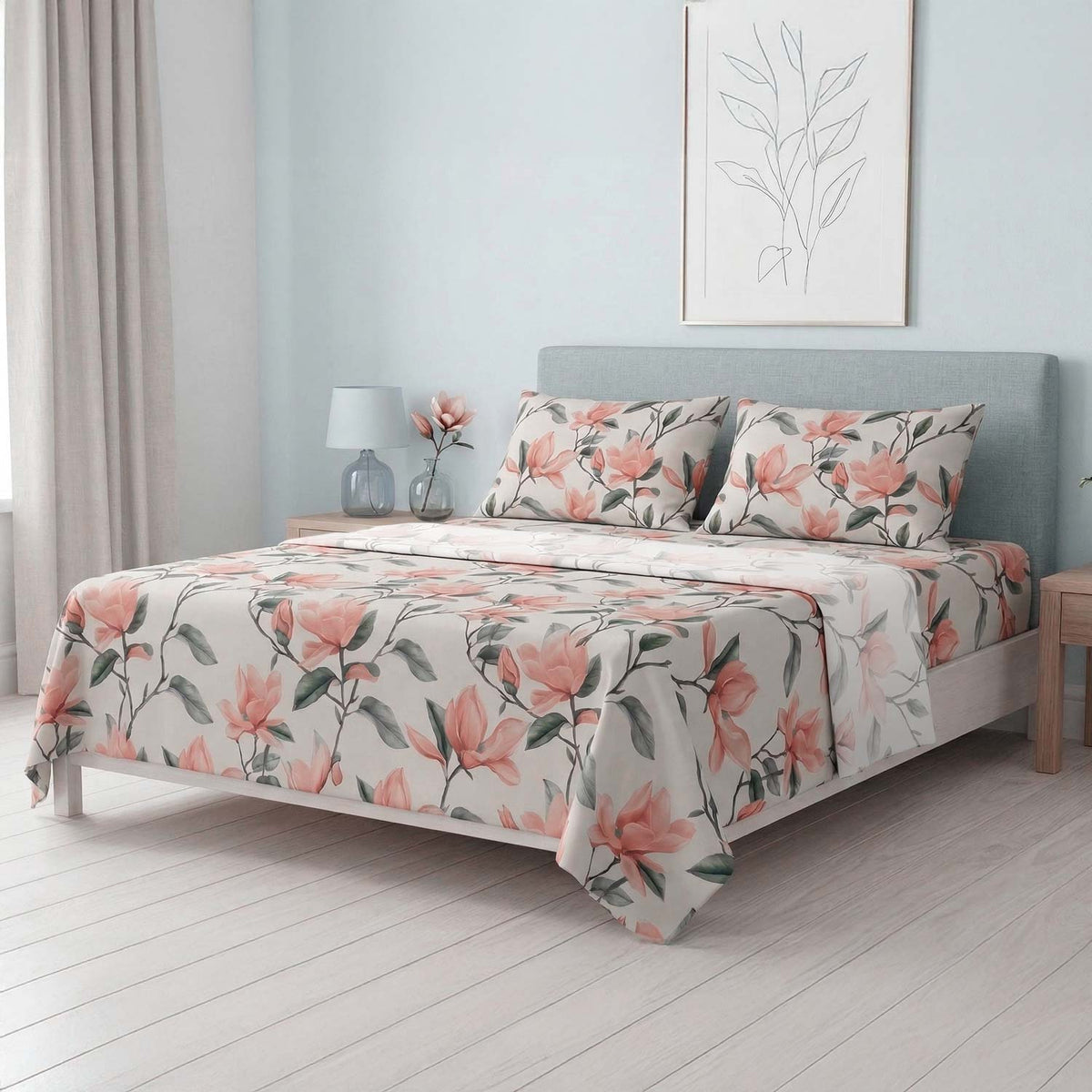 Completo Letto 100% cotone Made in Italy Zambaiti Bocciolo
