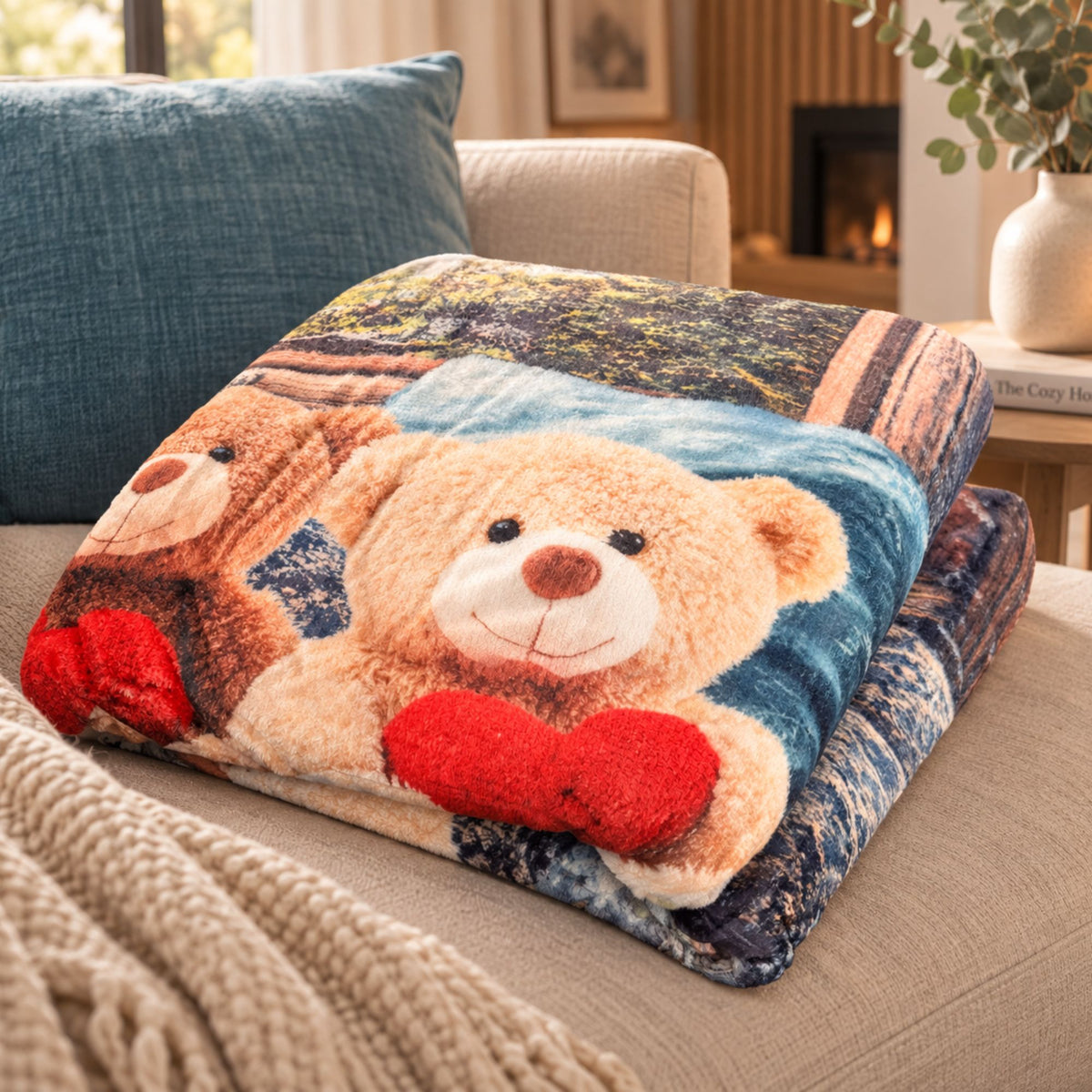 Coperta con stampa digitale orsacchiotti e sherpa Zambaiti coccola