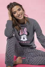 Pigiama donna Disney 54358 caldo cotone grigio melange