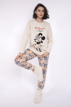 Pigiama donna Disney 54365 caldo cotone beige