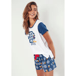 Pigiama donna corto Disney 55073 mezza manica paperino bianco