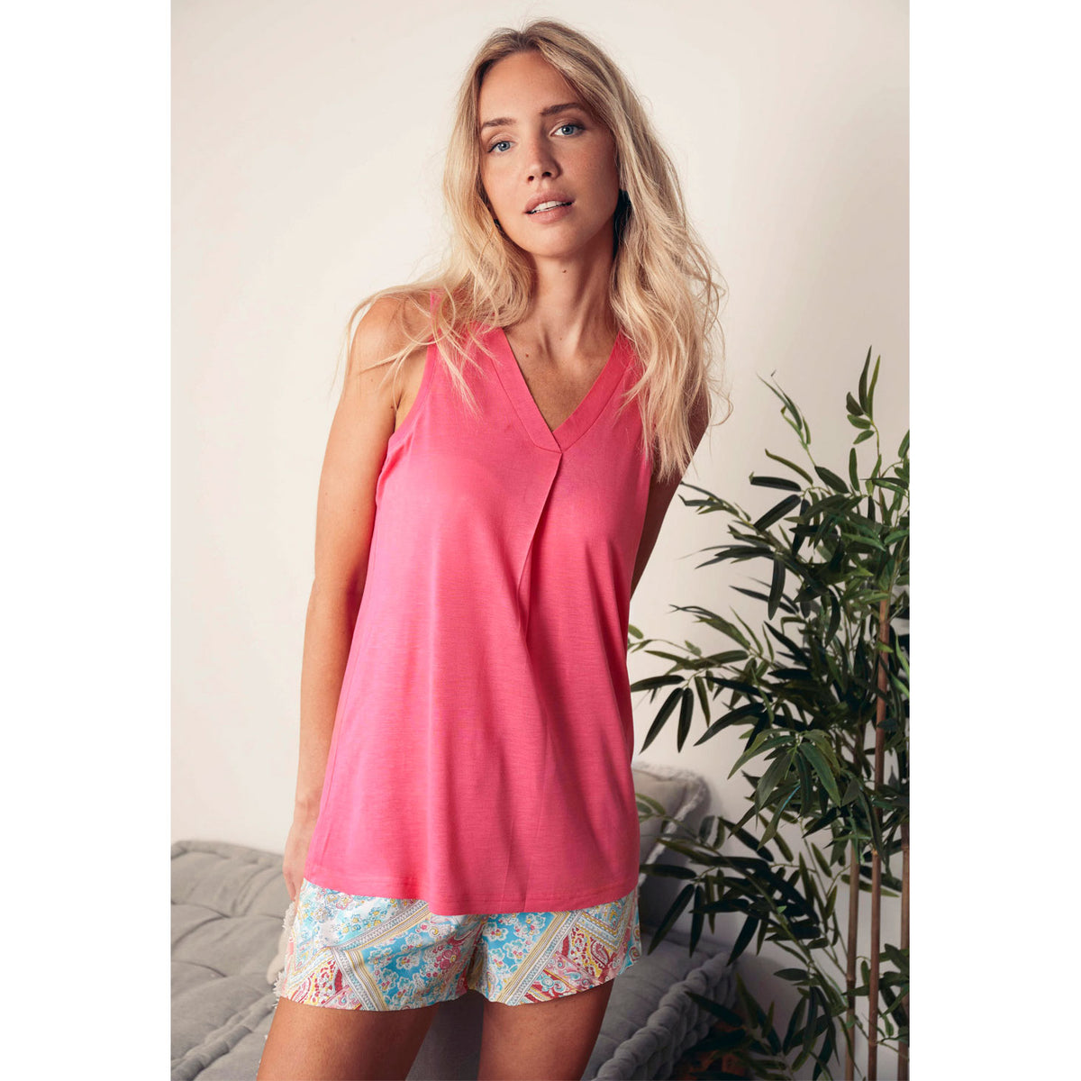 Pigiama donna Admas 55152 corto rosa