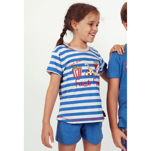 Pigiama bambina Admas 55202 corto stampato azzurro
