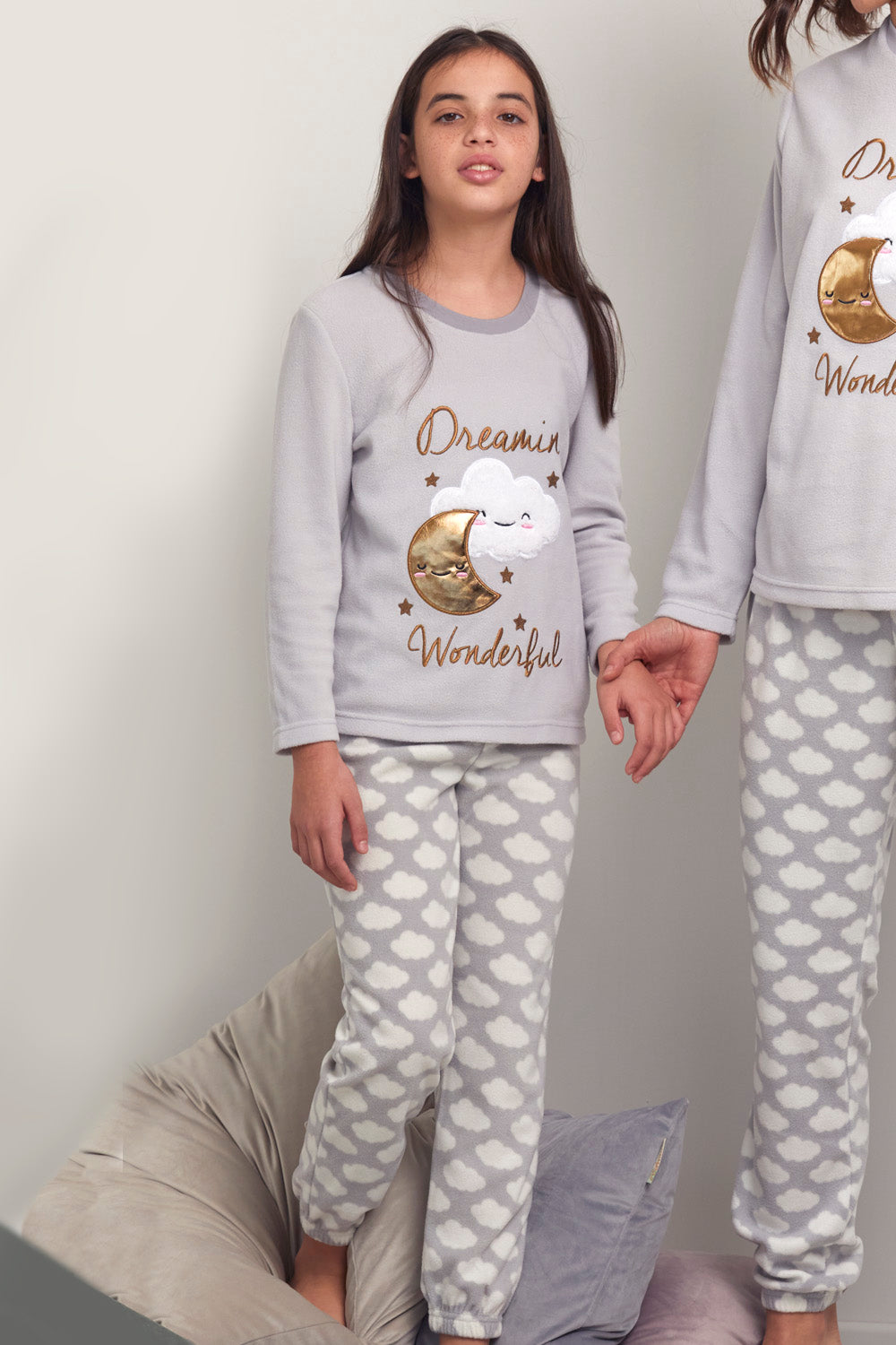 Pigiama bambina micropile grigio nuvola luna Admas 55211