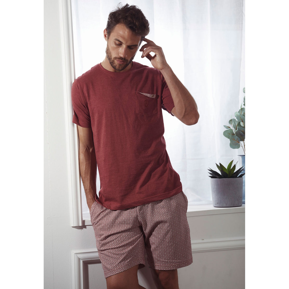 Pigiama uomo corto Admas 55286 bordeaux