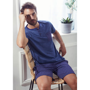 Pigiama uomo corto Admas 55287 fantasia azzurro