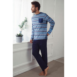 Pigiama uomo lungo Admas 55293 fasciato cotone