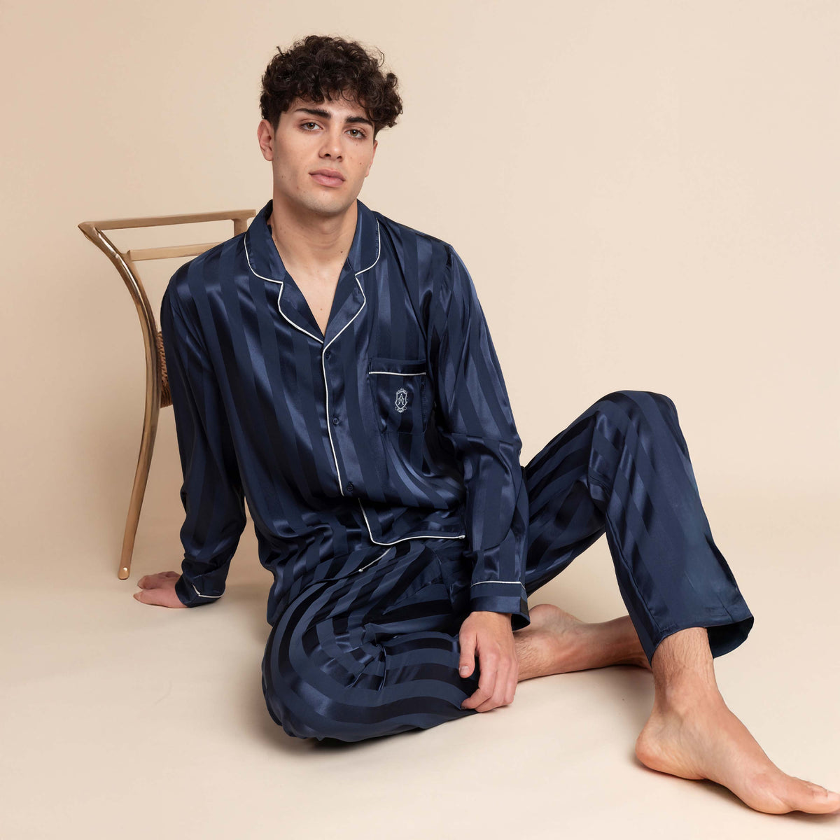 Pigiama uomo Admas 55312 aperto raso blu