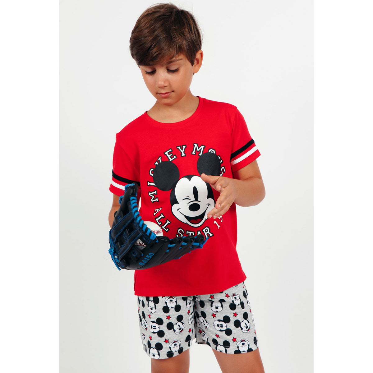 Pigiama bimbo Disney 55475 corto topolino rosso cotone